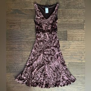 Y2K Brown Dress with Light Pink Flowers (S)